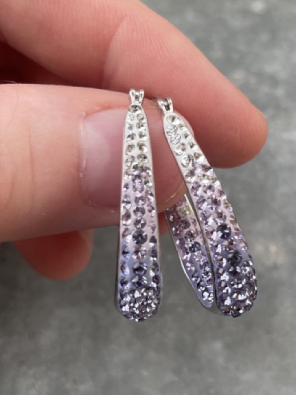 925 Sterling Silver Purple & White cz multicolor Hoop "Shine Earrings"